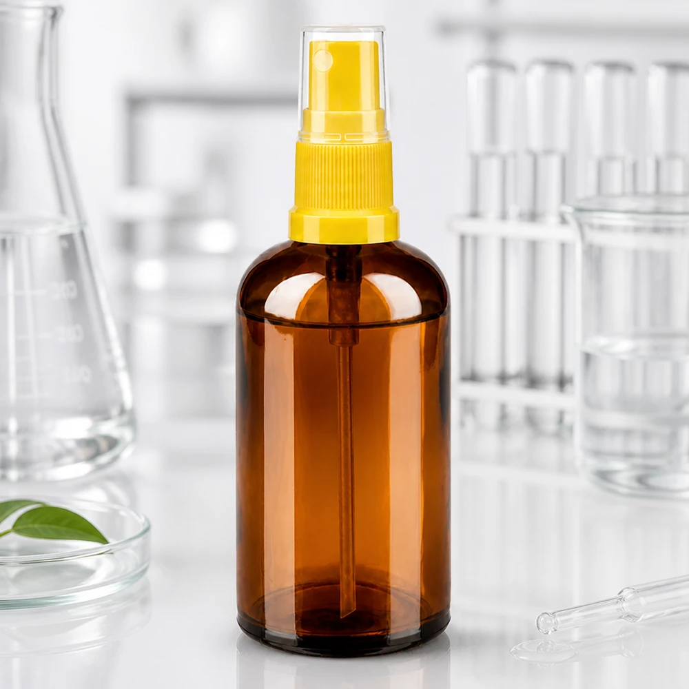 Lichtbeschermende sprayflacon 100ml van robuust glas voor lichtgevoelige ingrediënten