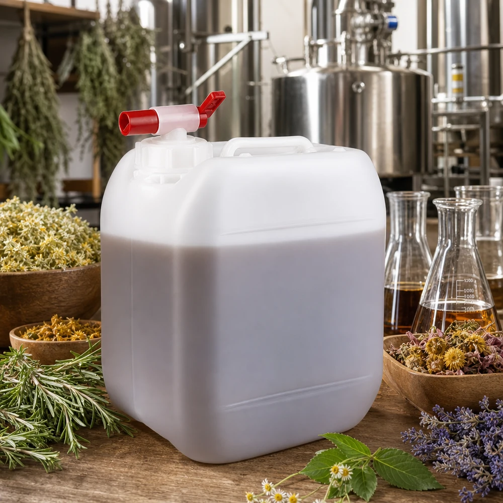 Distillatiekan van 5 liter met rode doseerkraan voor hydrolaten en plantaardige extracten