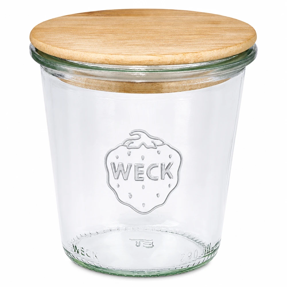 290ml stortglas hoge WECK RR80 met hout deksel WECK tuimelpot 290ml hoog RR80 met houten deksel Inmaakpot Glazen pot met houten schroefdop