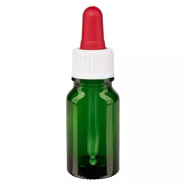 Pipetfles groen 10ml, pipet wit/rood ST