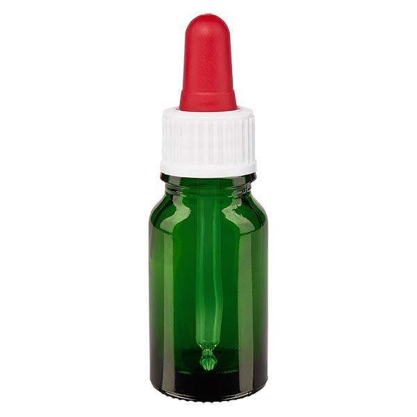 Pipetfles groen 10ml, pipet wit/rood ST Pipetfles groen 10ml, pipet wit/rood ST