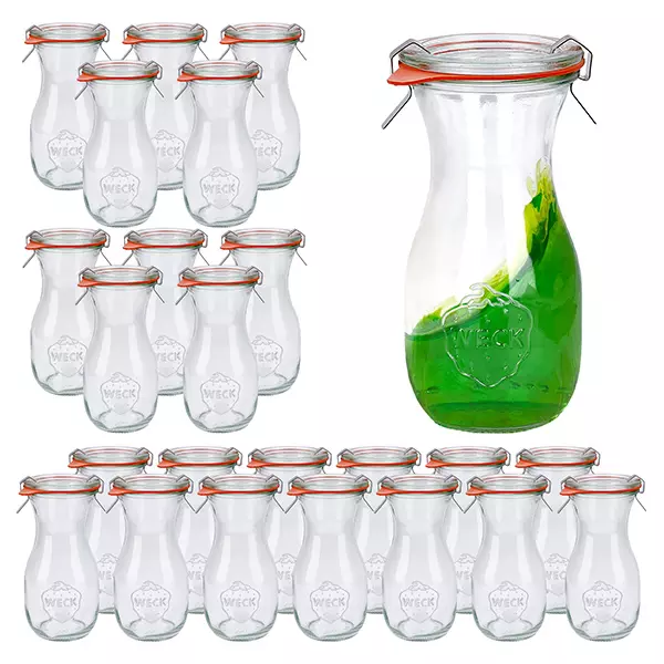 Set van 24 Weck potten 290ml sapfles met 24 glazen deksels Set van 24 Weck potten 290ml sapfles met 24 glazen deksels