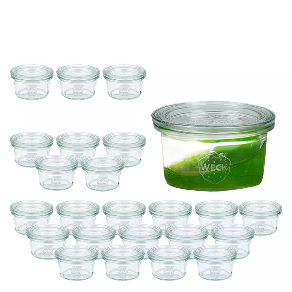 Set van 24 Weckpotten 50 ml bekers met 24 glazen deksels Set van 24 Weckpotten 50 ml bekers met 24 glazen deksels