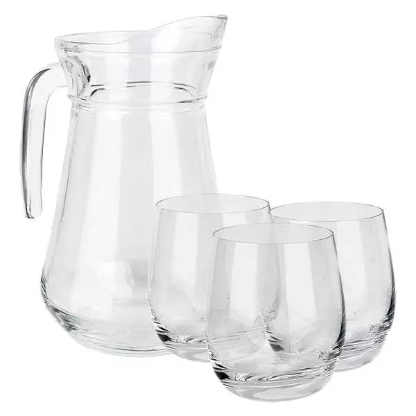 Spaarset: Glazen kan France 1,0 liter & 3 drinkglazen 0,3 liter Spaarset: Glazen kan France 1,0 liter & 3 drinkglazen 0,3 liter