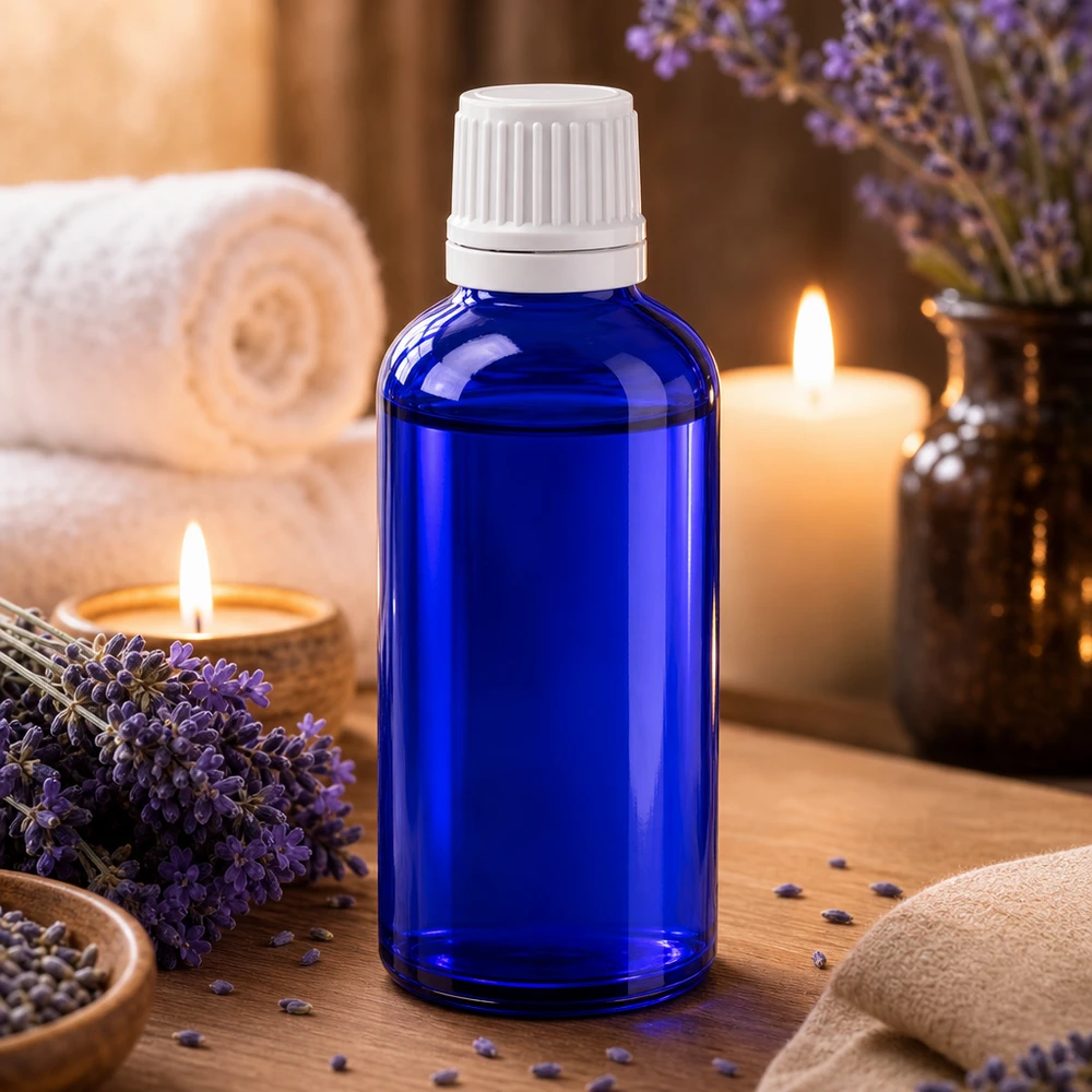 Blauwe glazen flessen 50ml met wit druppelsluiting 1.2mm VR UV-bestendig blauw apothekersglas van 50 ml met witte druppelinzet van 0,7 mm voor natuurlijke oliën