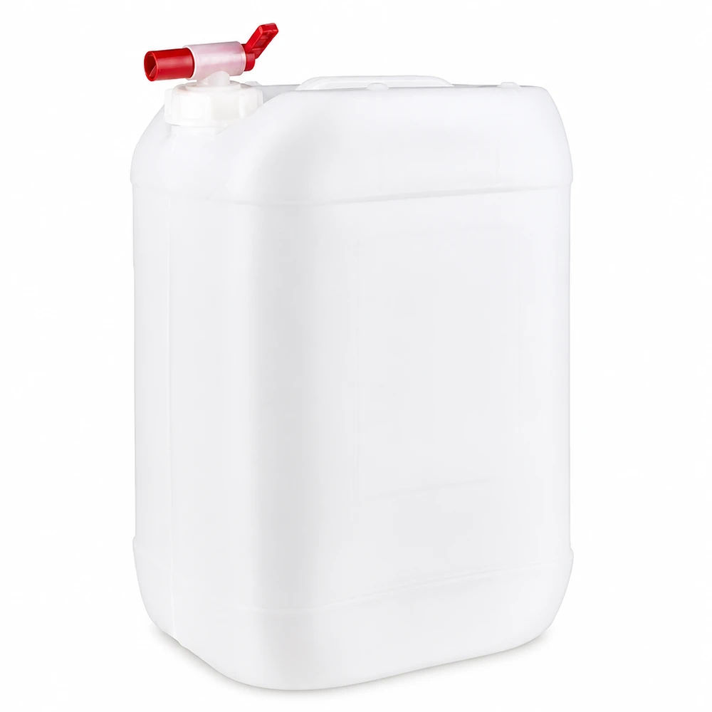 25l jerrycan met aftapkraan, UN-toelating Grote witte waterkan van 25 liter met rode afsluitkraan voor kamperen en buitenactiviteiten