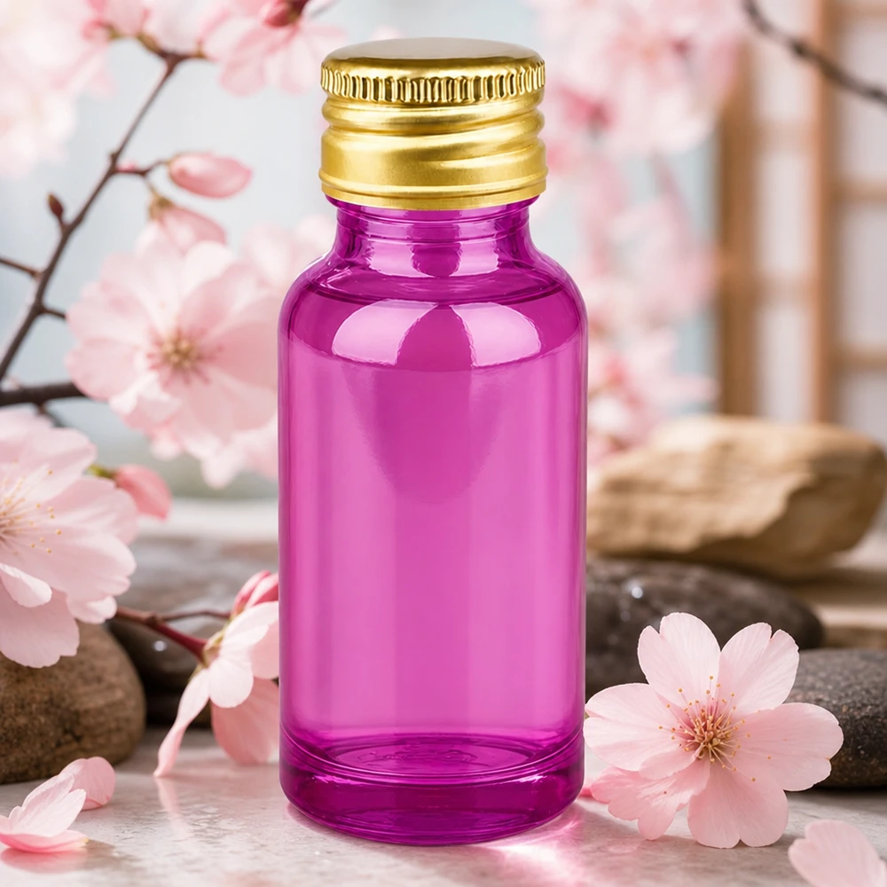 Elegant 20ml violet glazen flesje met standaard schroefdraad voor professionele cosmetische producten