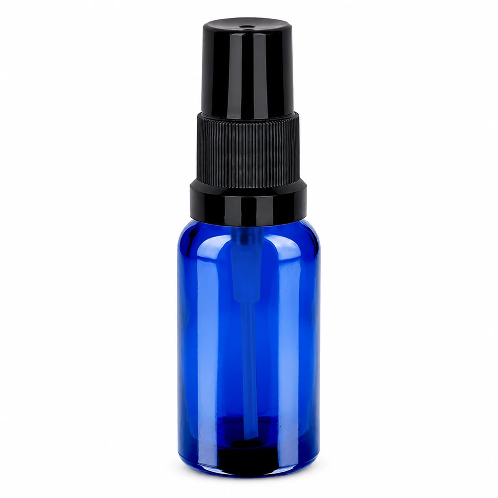 Hoogwaardige blauwe spuitfles 20ml STD BlueLine UT18/20 met ergonomische zwarte spuitkop