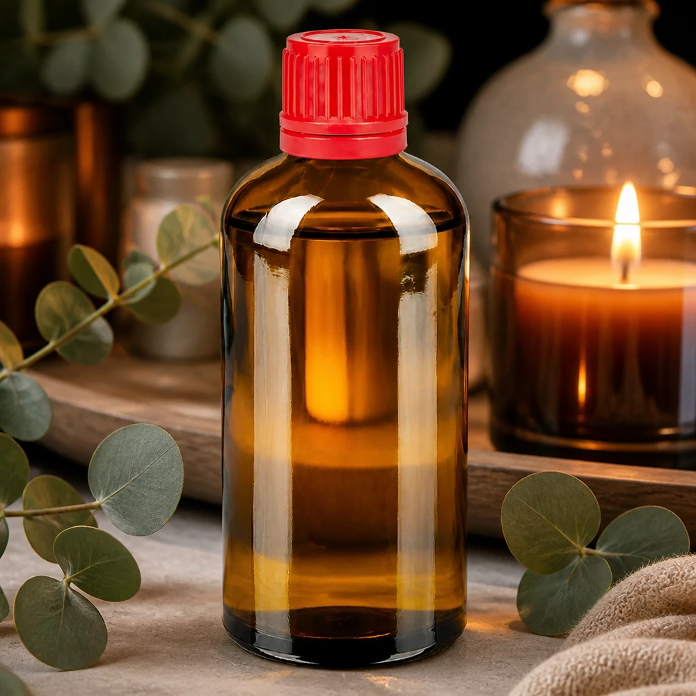 Premium glazen fles bruin 100ml met veiligheidsdop - laboratoriumgeteste kwaliteit