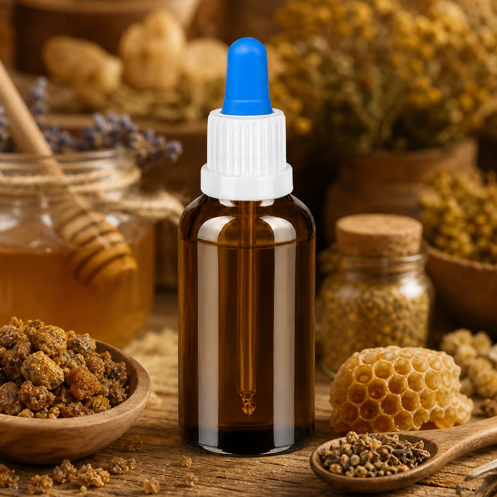 Klein 30ml druppelflesje van amberkleurig glas, ideaal voor op reis en onderweg