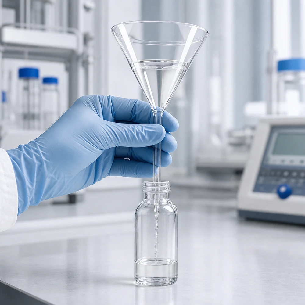 Precisielaboratoriumtrechter van hoogwaardig borosilicaatglas met een opening van 85 mm voor professionele toepassingen