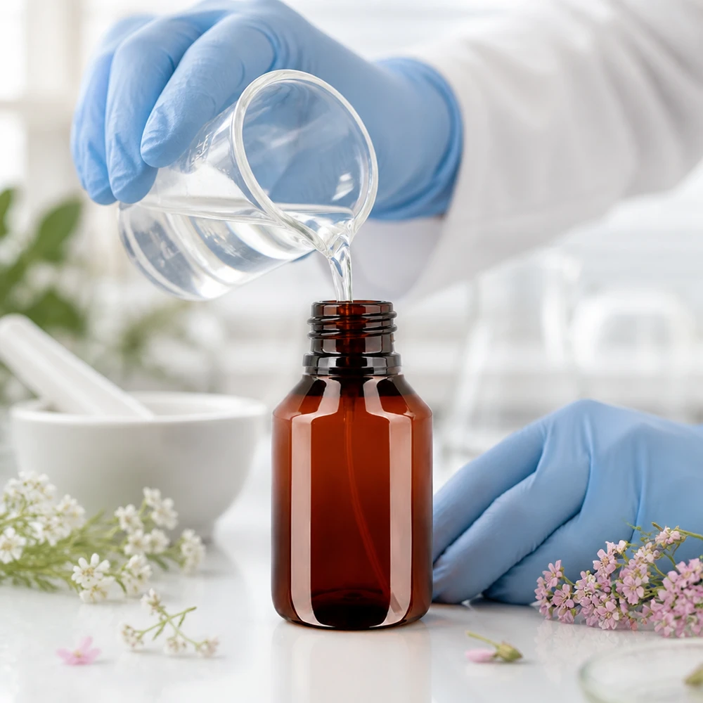 50 ml PET medicijnfles met verstuiver wit GCMI 28/410 incl. dop transparant, standaard Leichte und bruchsichere 50ml PET Sprühflasche mit weissem Zerstäuber für unterwegs