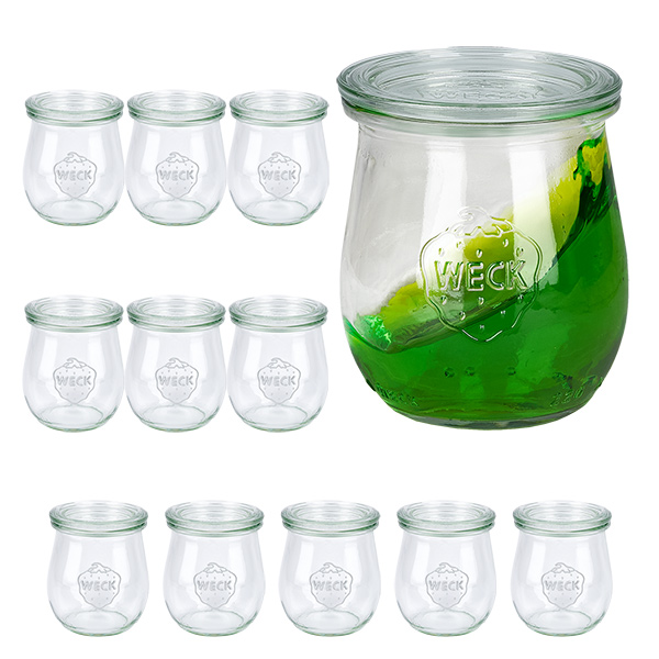 Set van 12 Weck potten 220 ml tulp potten met 12 glazen deksels