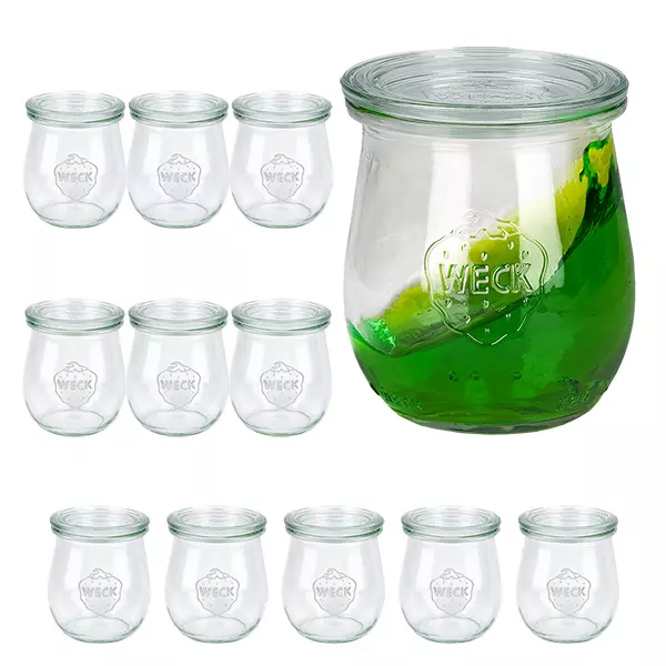 Set van 12 Weck potten 220 ml tulp potten met 12 glazen deksels Set van 12 Weck potten 220 ml tulp potten met 12 glazen deksels