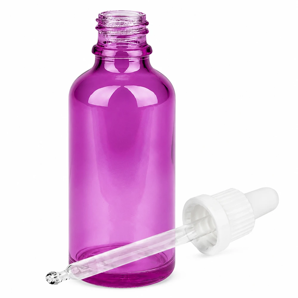Compacte 50 ml pipetfles paars - ruimtebesparende oplossing voor schoonheidsproducten