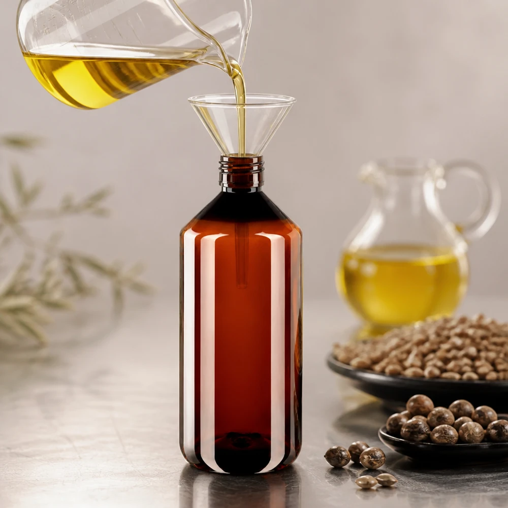 50 ml PET medicijnfles met verstuiver zwart GCMI 28/410 incl. dop transparant, standaard Cilindrische PET-fles van 1000 ml in bruin beschermt de inhoud tegen licht en UV-straling