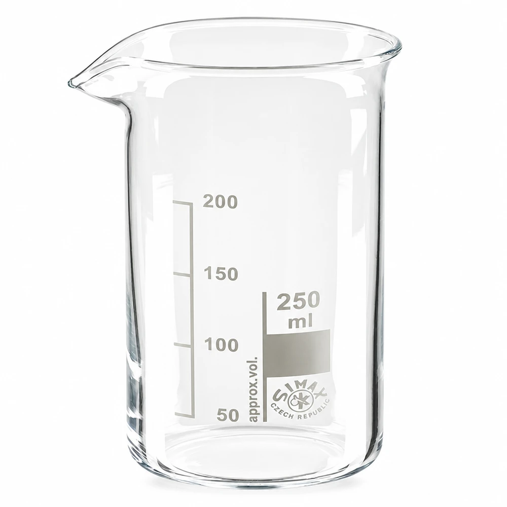 Doorzichtig bekerglas, hoog model, 250 ml, voor chemische en wetenschappelijke toepassingen