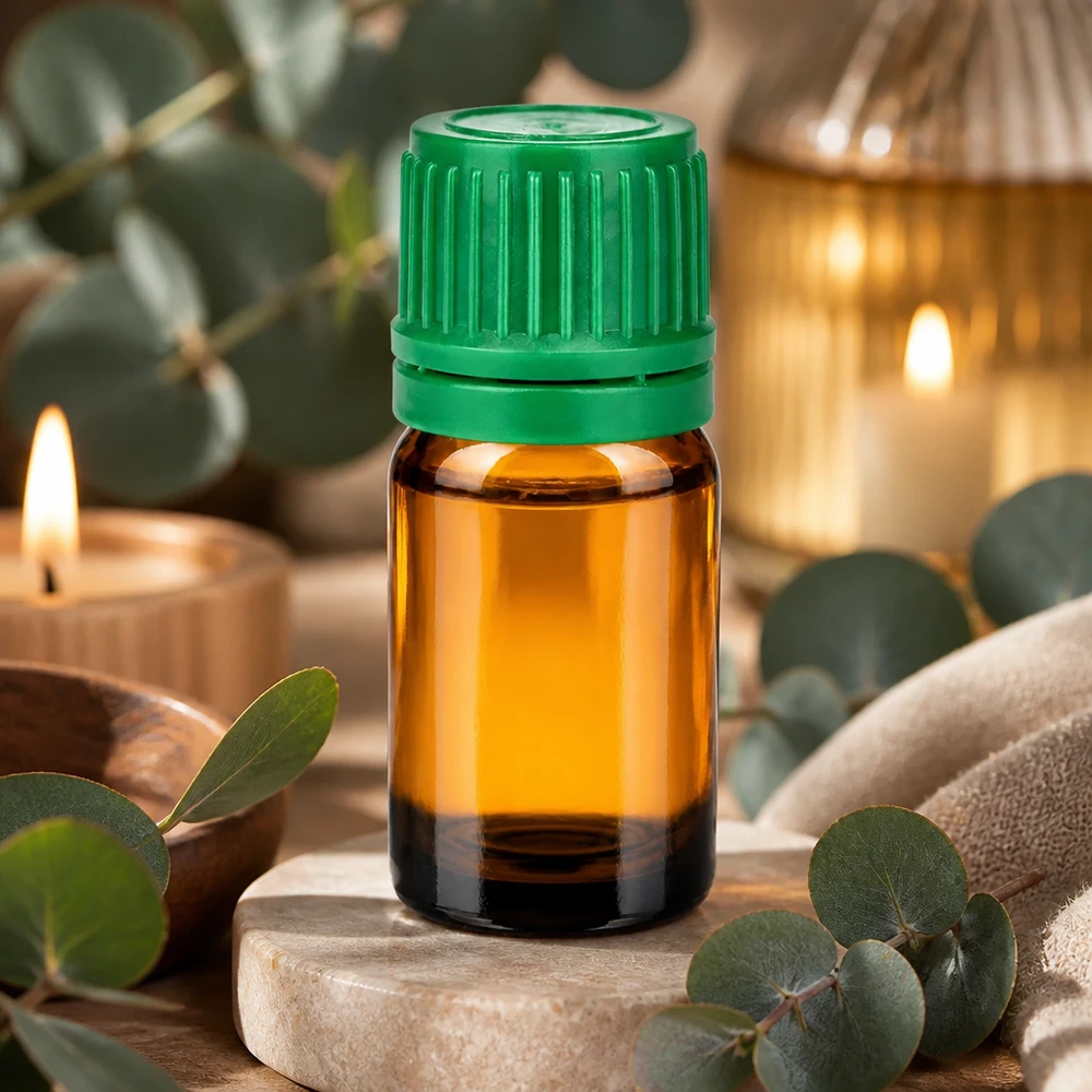 5ml flesje 11mm SV groen OV BrownLine UT18/5 Klein 5ml aromatherapie flesje van bruin glas met kindveilige groene dop