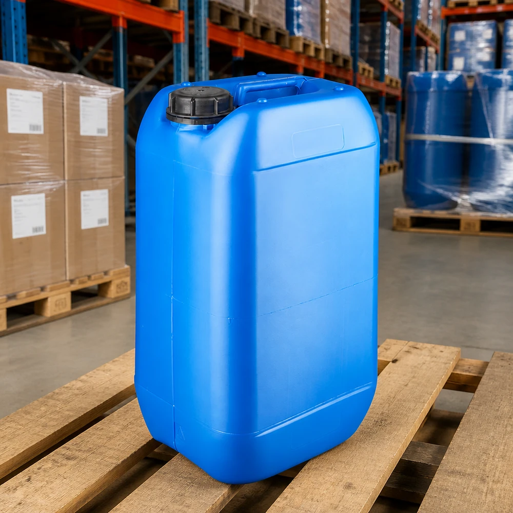 Niet-UN-gecertificeerde transportkanister van 15 liter, blauw met een zwarte OV-deksel, voor het vervoer van gevaarlijke stoffen