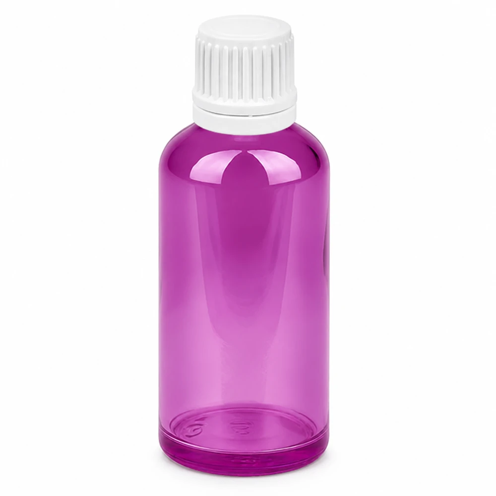 50ml druppelfles 0.7mm wit Originality schroefdop PurpleLine UT18/50 Druppelflesje met 0,7 mm opening, ideaal voor cosmetica, aromatherapie en medicijnen