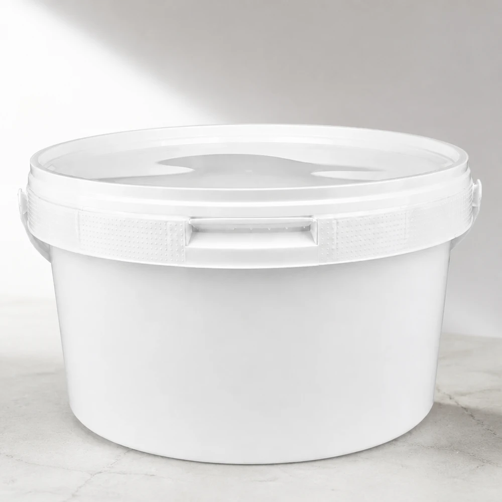 3,5 liter emmer van wit PP plastic met deksel Universele emmer van 3,5 liter, wit, van PP, met transparant deksel en vergrendeling