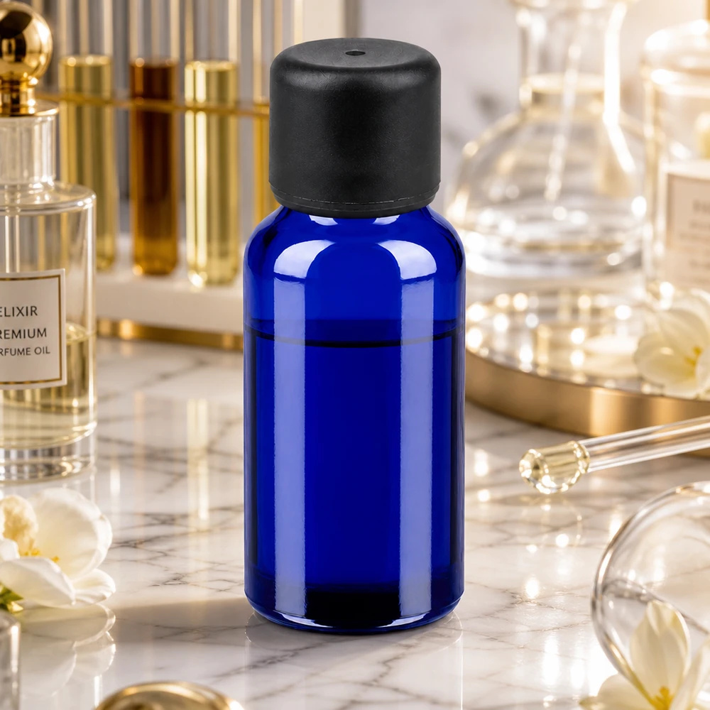Handige BlueLine glazen fles 20ml met ergonomisch ontwerp en betrouwbare schroefdop