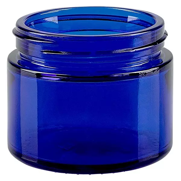 Glazen pot 50ml royalblauw, zonder sluiting Glazen pot 50ml royalblauw, zonder sluiting