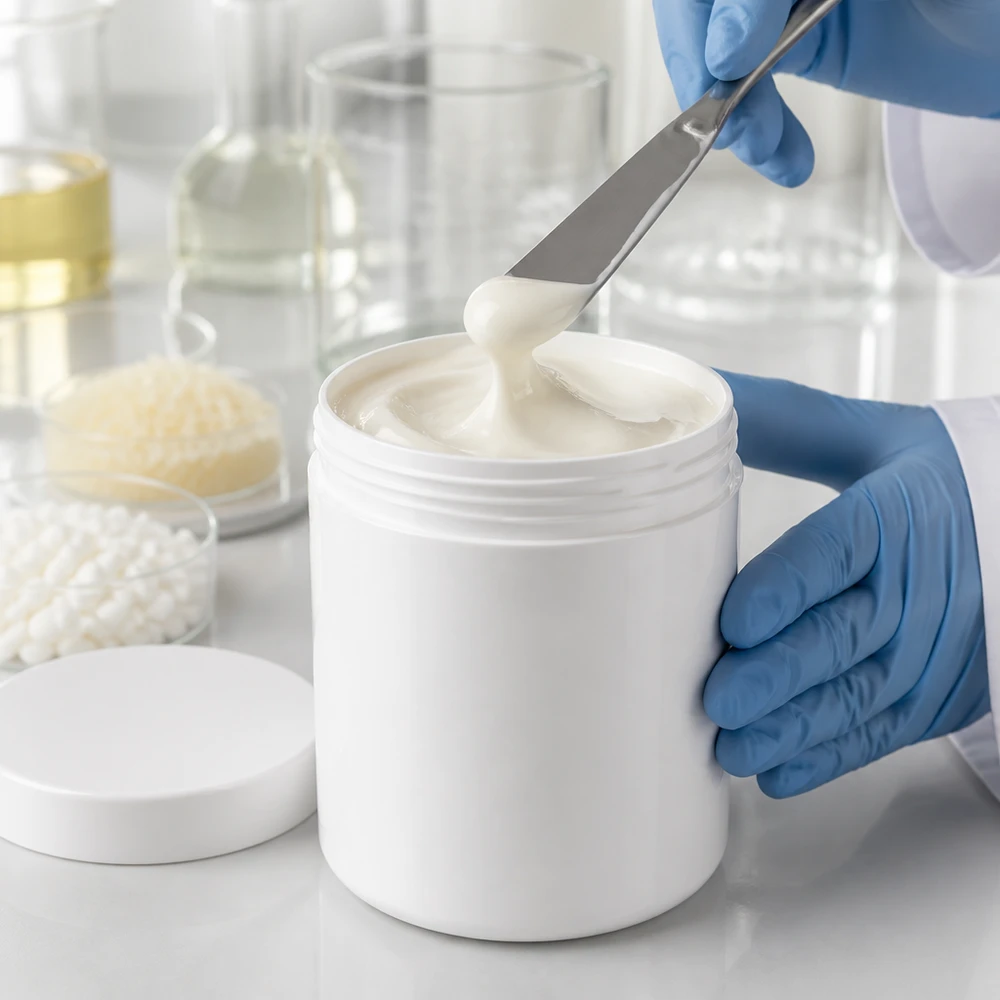 Zalfpot 100 g wit met schroefdeksel wit (PP) Hersluitbare pot met brede hals, 100 g, van stevig PP-kunststof voor zalven en lotions
