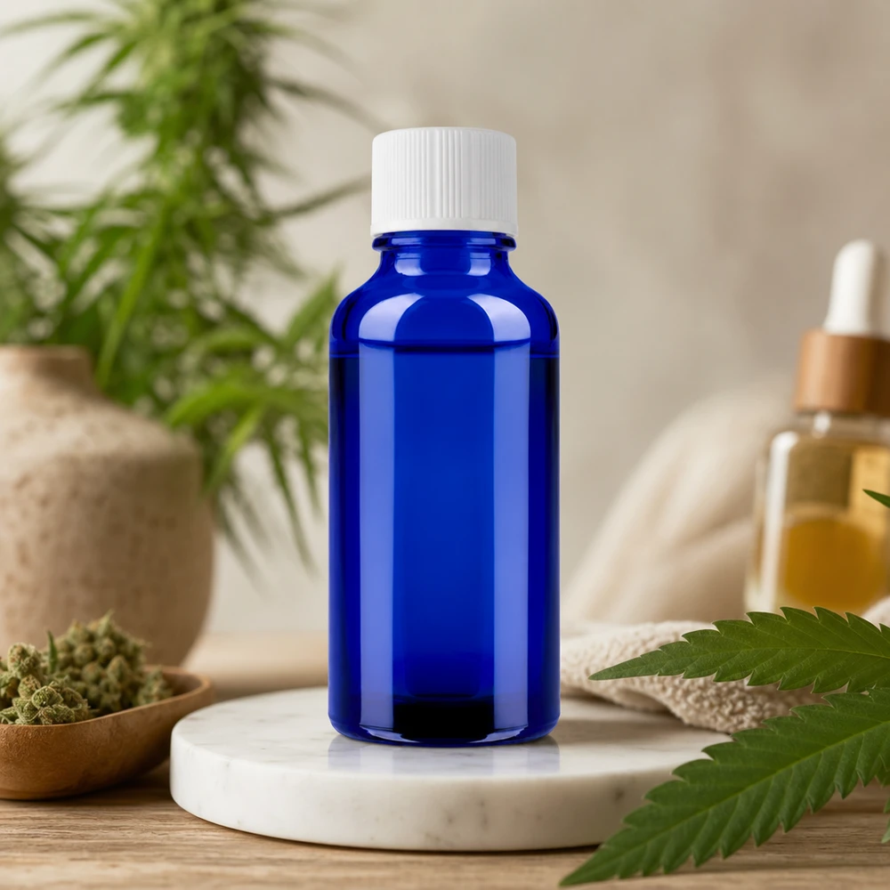 30ml flesje met UV-bescherming dankzij blauw glas en goed sluitend systeem