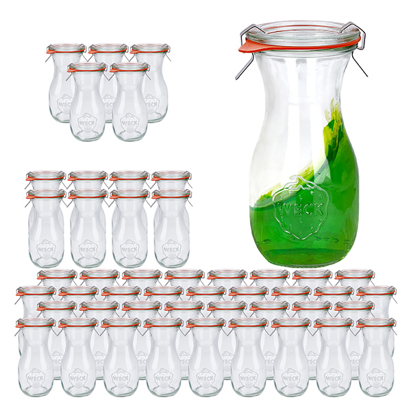 Set van 48 Weck potten 290ml sapfles met 48 glazen deksels Set van 48 Weck potten 290ml sapfles met 48 glazen deksels