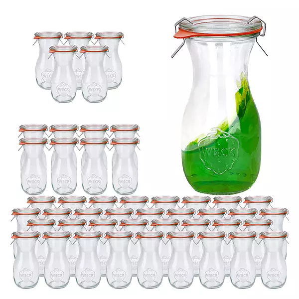 Set van 48 Weck potten 290ml sapfles met 48 glazen deksels Set van 48 Weck potten 290ml sapfles met 48 glazen deksels