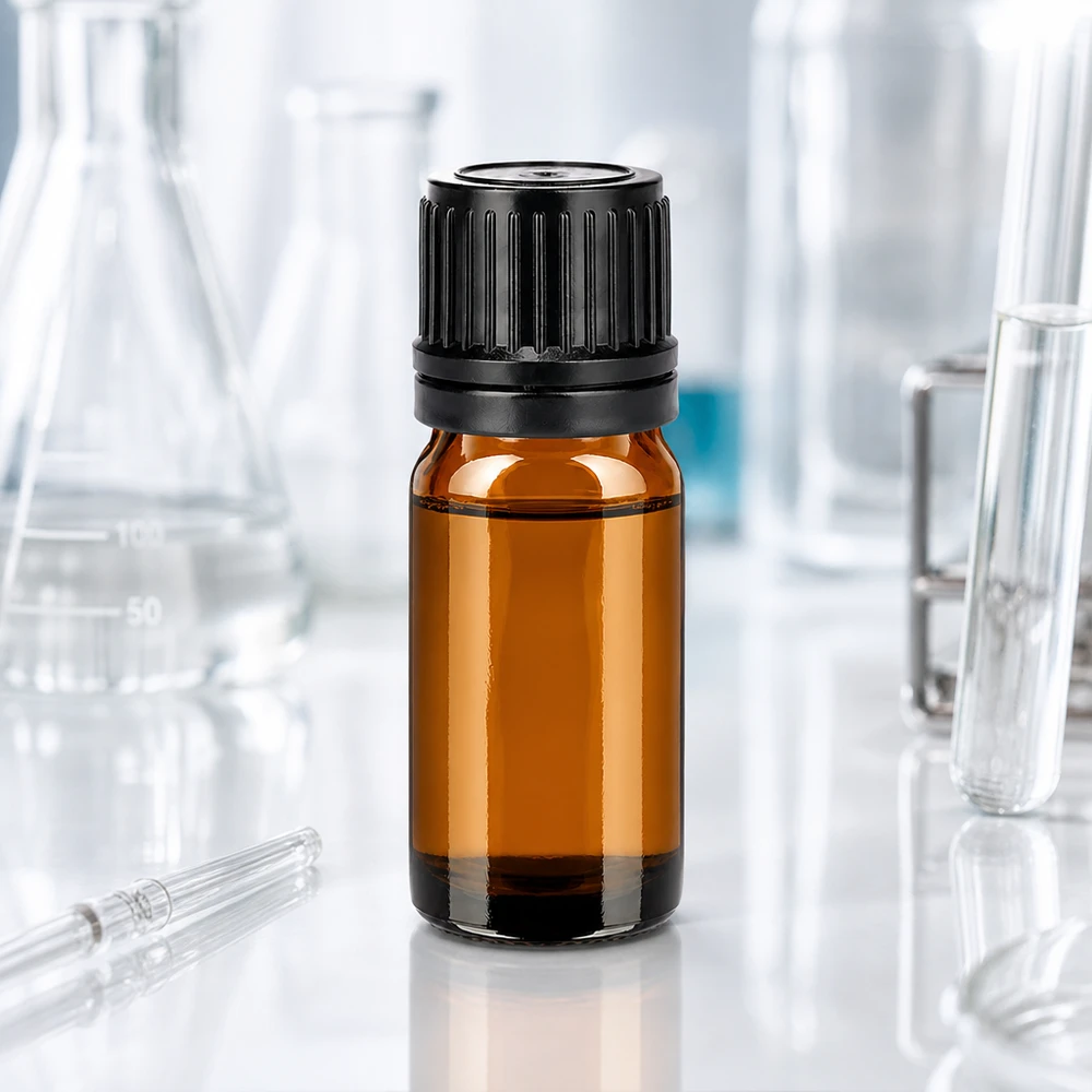 Compact 5ml BrownLine laboratoriumflesje met zwarte verzegelstop voor monsters