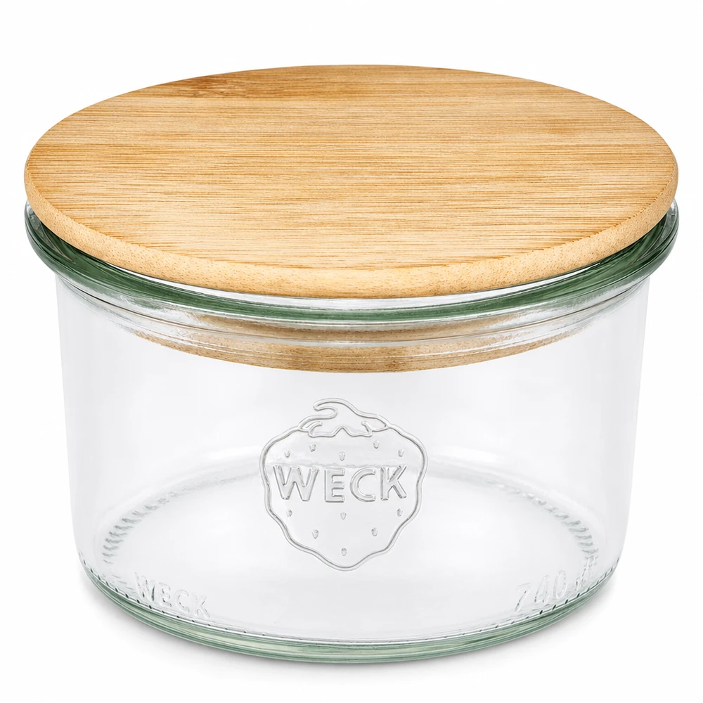 200ml stortglas WECK RR80 met hout deksel WECK 200ml RR80 mason jar met bamboe houten deksel Transparante ronde mason jar voor keuken en opslag