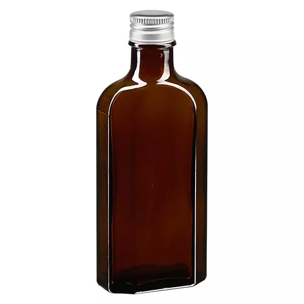 125 ml Meplat bruin met aluminium kap zilver PP22 125 ml Meplat bruin met aluminium kap zilver PP22