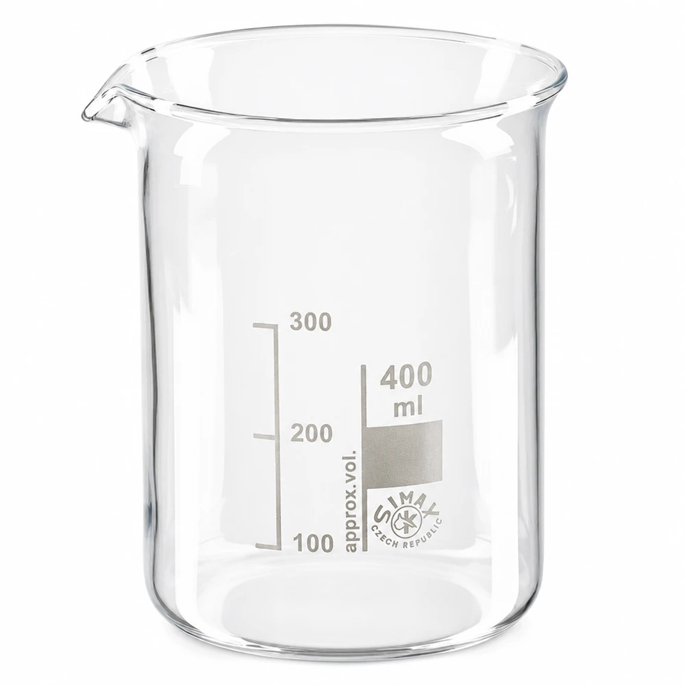 Nauwkeurig 400 ml laboratoriumbekerglas van hittebestendig borosilicaatglas met milliliterverdeling