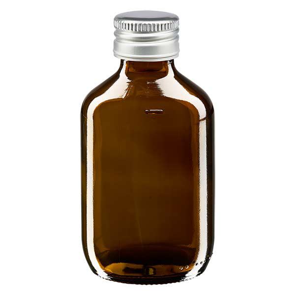 200ml medicijnfles bruin, met zilveren aluminium dop 200ml medicijnfles bruin, met zilveren aluminium dop