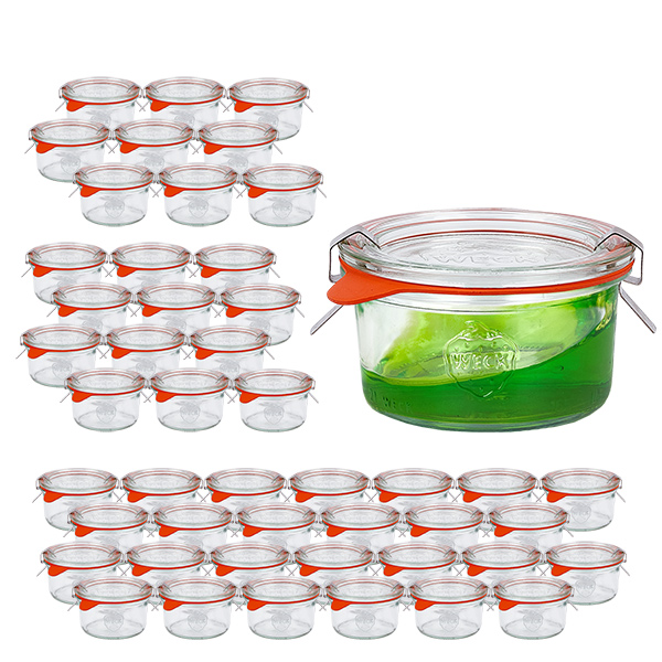Set van 48 Weckpotten 165 ml bekers met 48 glazen deksels Set van 48 Weckpotten 165 ml bekers met 48 glazen deksels