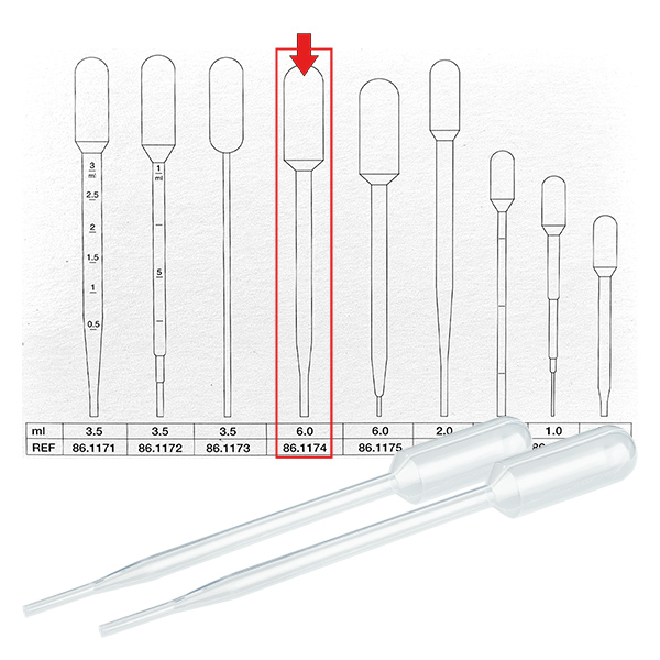 Transferpipet, nominaal volume: 6 ml, (LxB): 152 x 15 mm, stuurman Transferpipet, nominaal volume: 6 ml, (LxB): 152 x 15 mm, stuurman