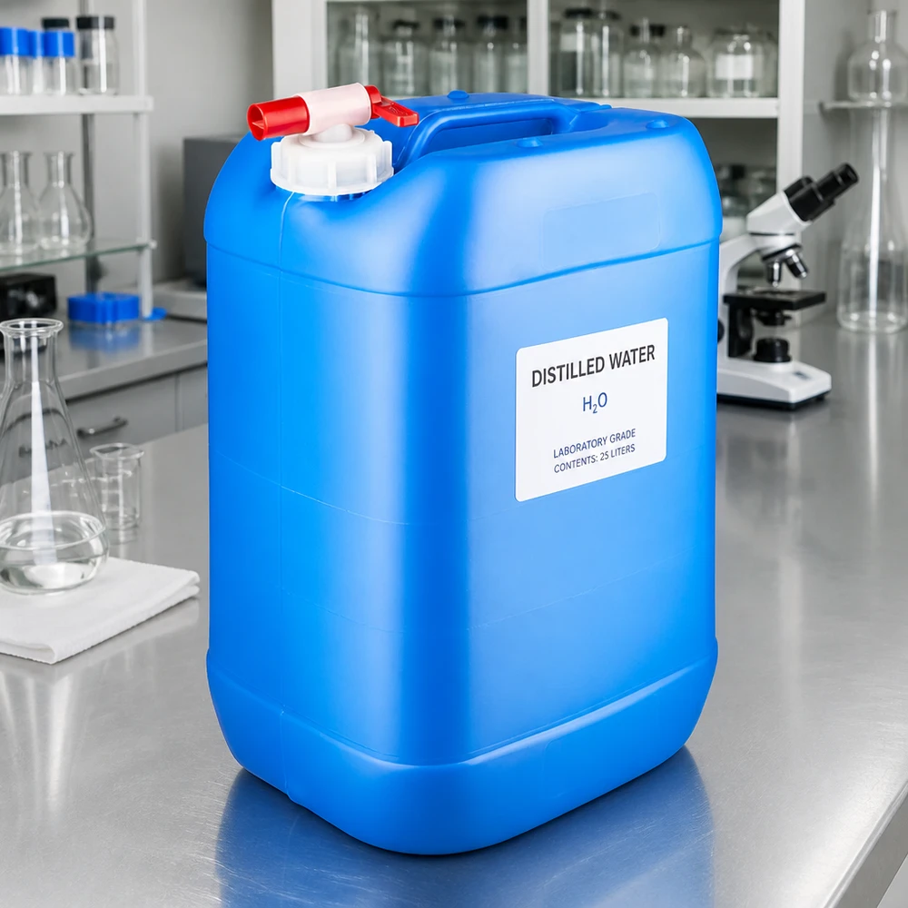 Canister met gedestilleerd water, 25 liter, blauw, met tapkraan, voor professioneel gebruik
