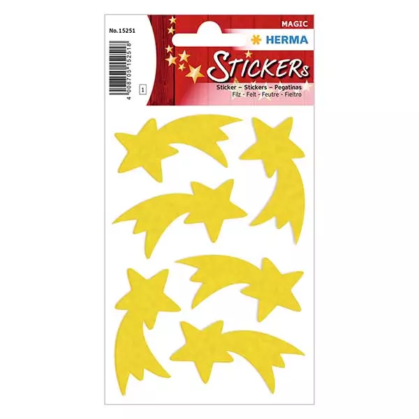Vilten stickers "Vallende ster" (6 stickers) Vilten stickers "Vallende ster" (6 stickers)