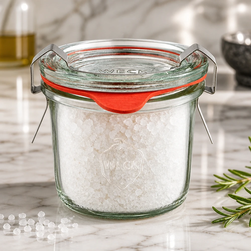 WECK-potje 80 ml voor het bewaren van zout, met originele glazen deksel en afdichtingsring