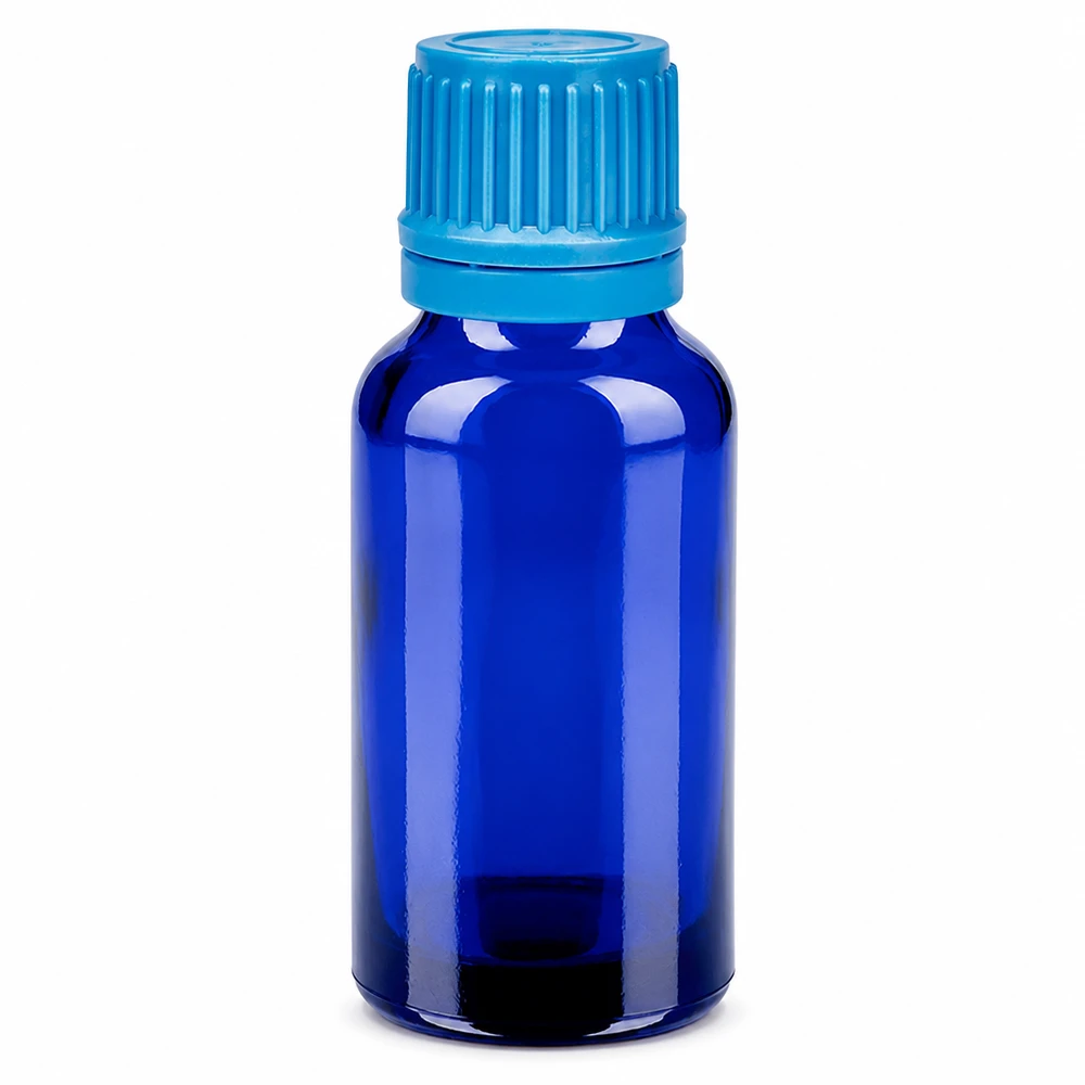 20ml blauw glazen flesje met schroefdop voor essentiële oliën en tincturen