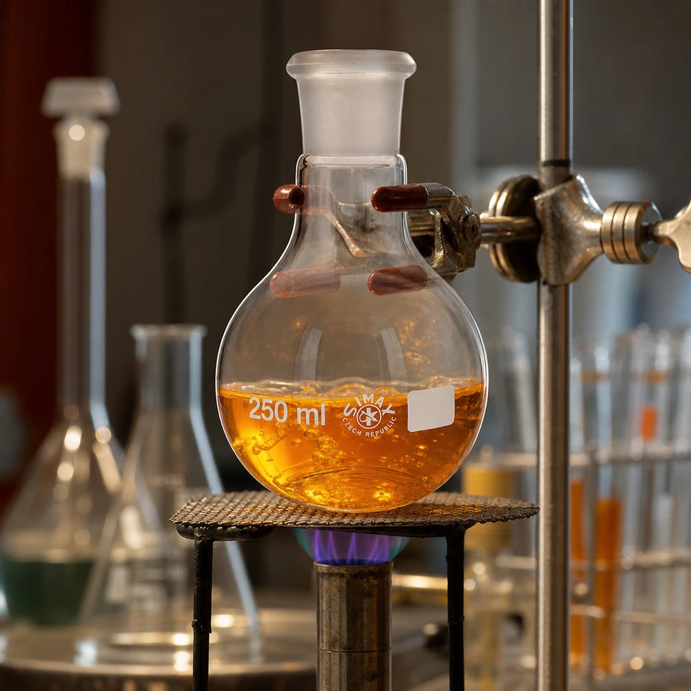 250 ml erlenmeyer van hittebestendig glas met zijaansluiting