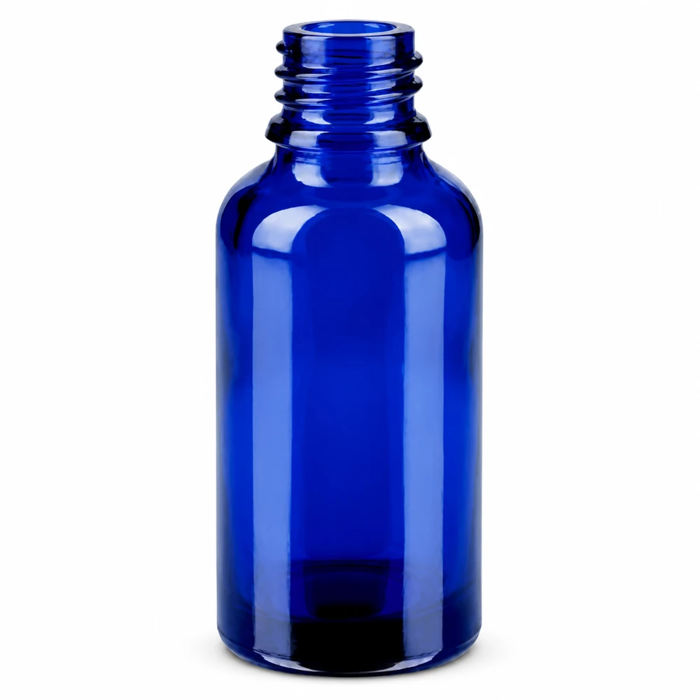 Professioneel 30ml flesje in blauw met SV schroefdraad voor farmaceutische en cosmetische toepassingen