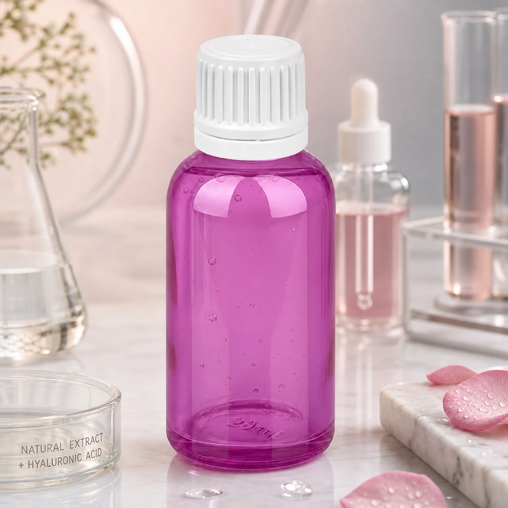 30 ml flesje met elegant paars ontwerp en veilige witte dop