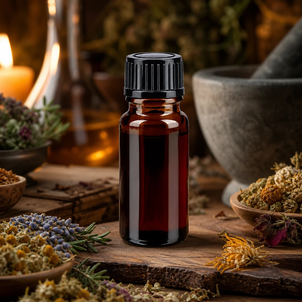 Hoogwaardig flesje van barnsteenglas, 10 ml, met UV-bescherming, ideaal voor etherische oliën en natuurlijke extracten