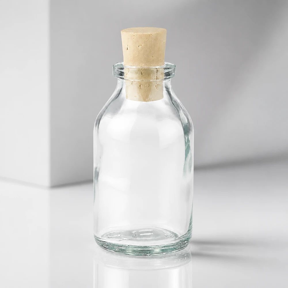 Injectiefles helder glas 20ml met kurk 11/14mm Wiederverschließbare Glasflasche 20ml mit Naturkorken für Öle und Essenzen