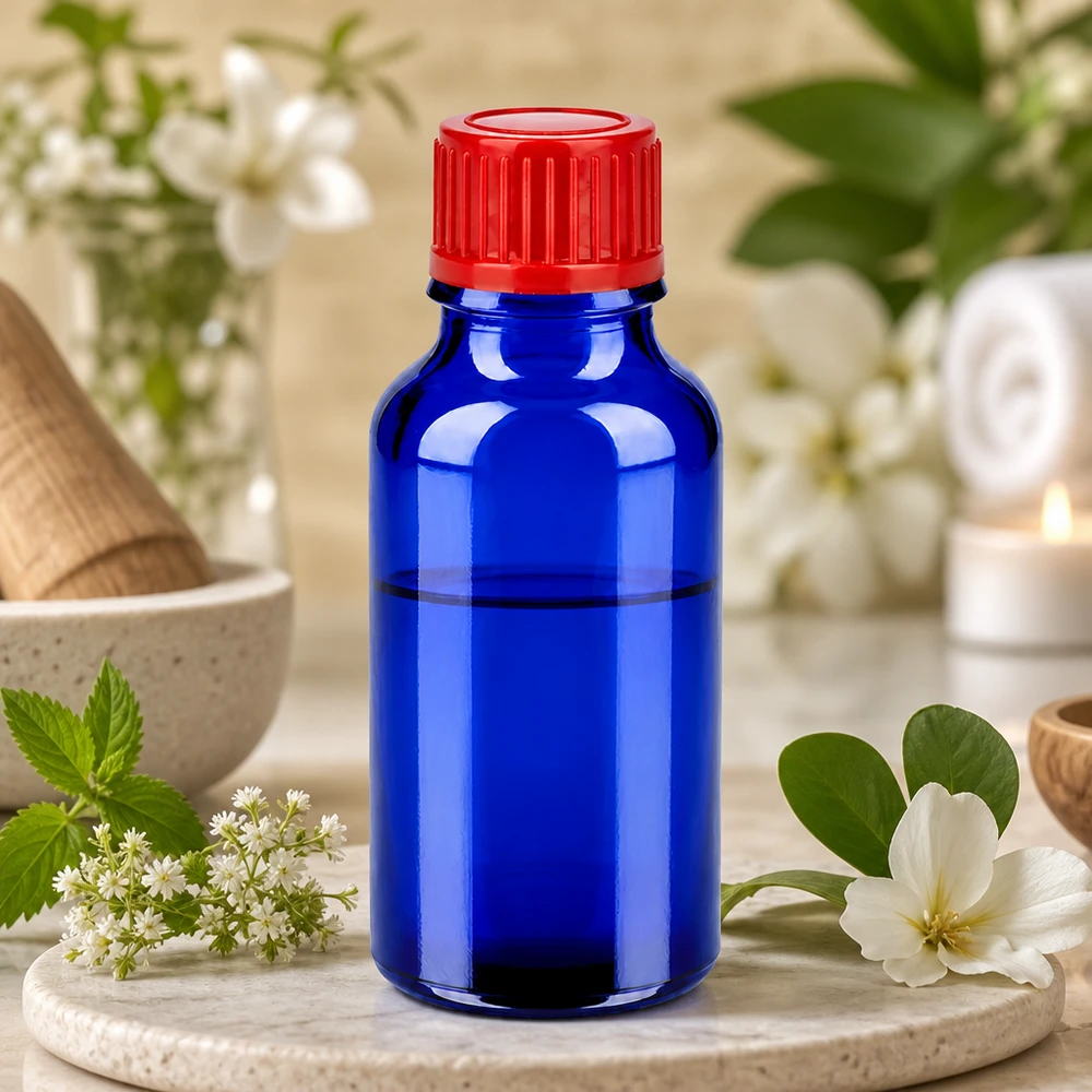 20ml fles 11mm SV rood STD BlueLine UT18/20 Handig glazen flesje 20ml kobaltblauw met ergonomische rode dop voor eenvoudig gebruik