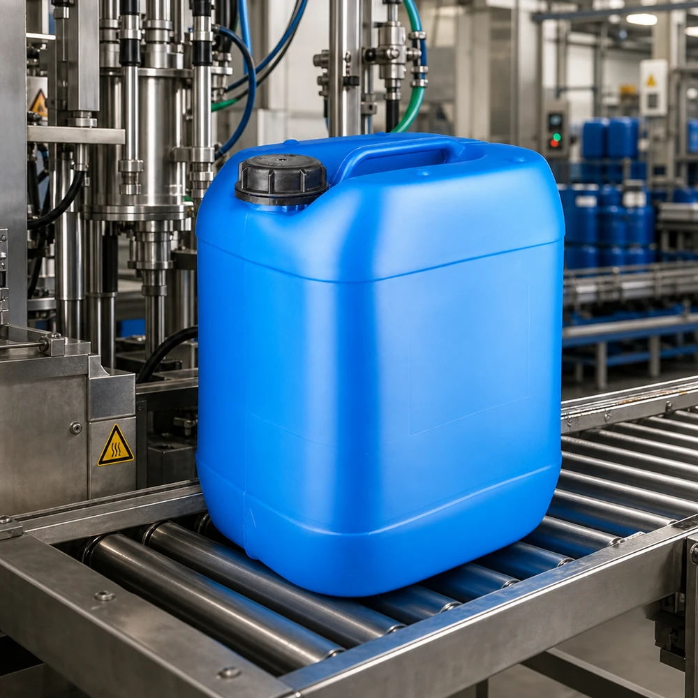 Voedselveilige blauwe jerrycan van 20 liter met lekvrije OV-schroefdop