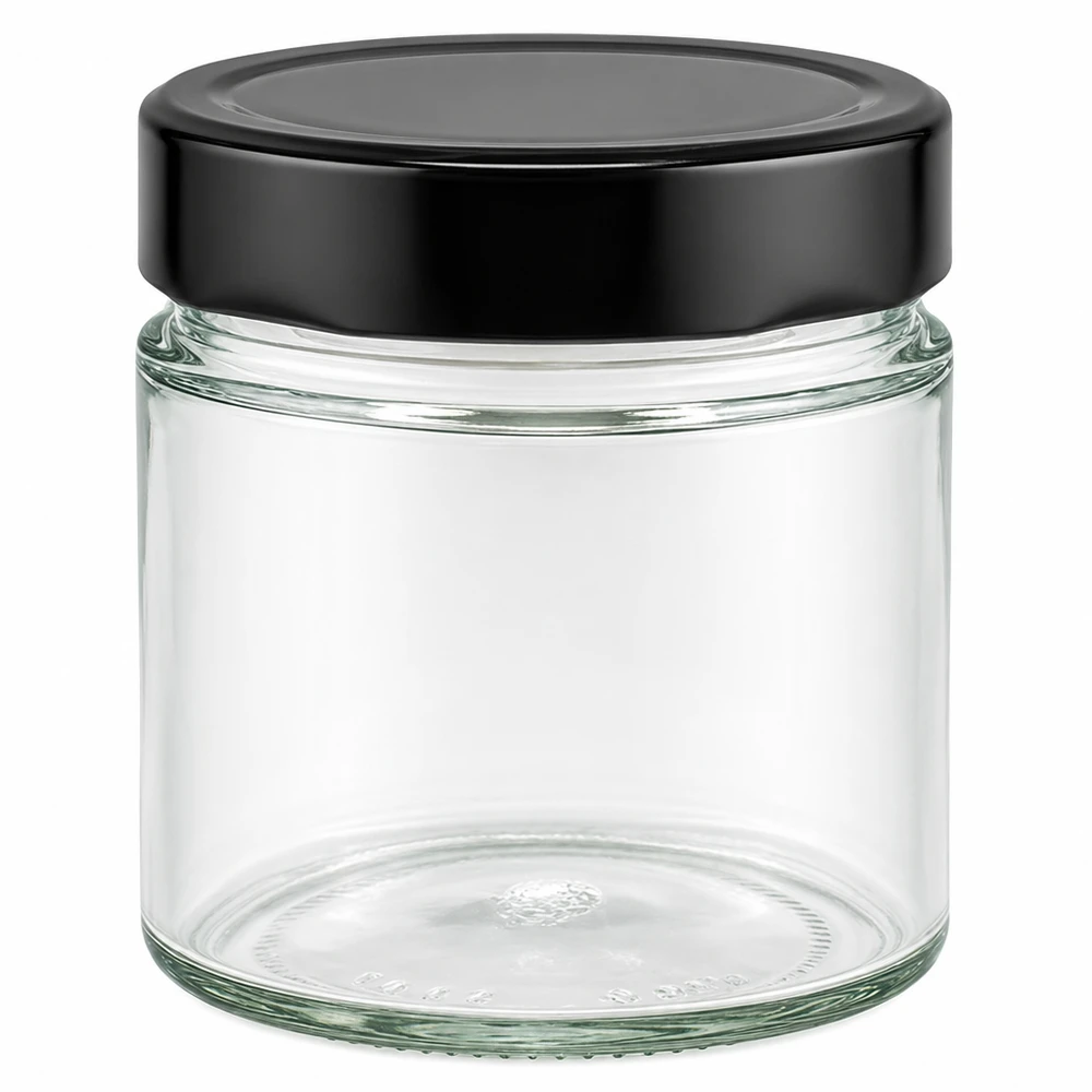 135ml rond glas met BasicSeal deksel zwart deep UNiTWIST